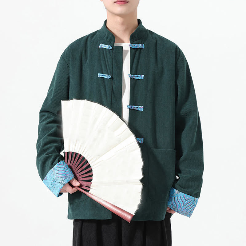 Chaqueta de pana de algodón para hombre, de manga larga, con diseño floral de Buddha Stones y bolsillos - image 18