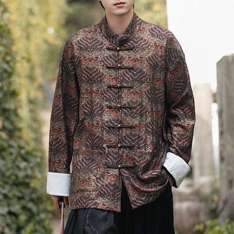 Camisa de manga larga con botones y bolsillos para hombre con estampado floral de Buddha Stones - image 23