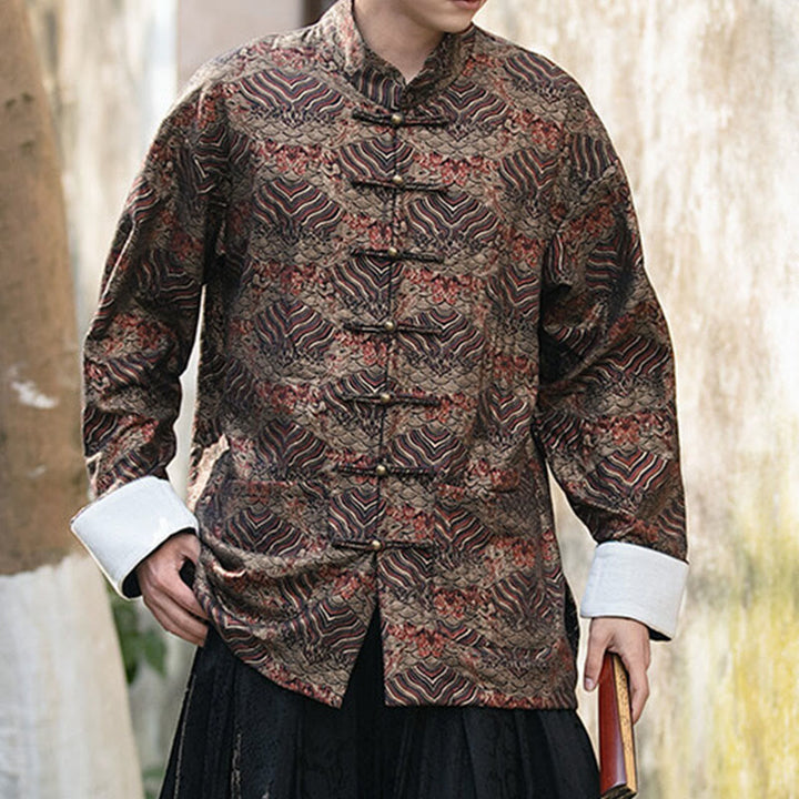 Camisa de manga larga con botones y bolsillos para hombre con estampado floral de Buddha Stones - image 22