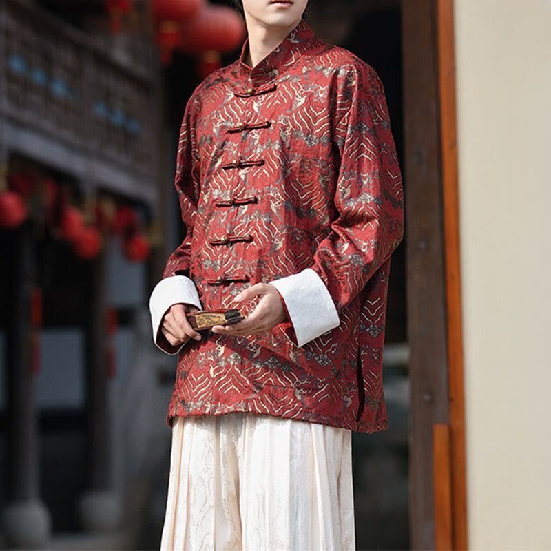 Camisa de manga larga con botones y bolsillos para hombre con estampado floral de Buddha Stones - image 6