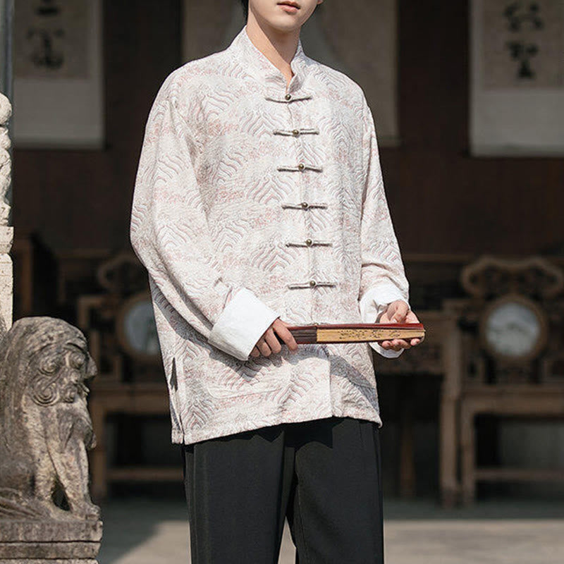 Camisa de manga larga con botones y bolsillos para hombre con estampado floral de Buddha Stones - image 14