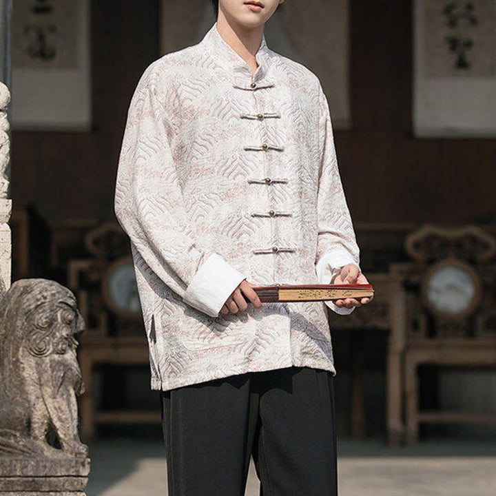 Camisa de manga larga con botones y bolsillos para hombre con estampado floral de Buddha Stones - image 14