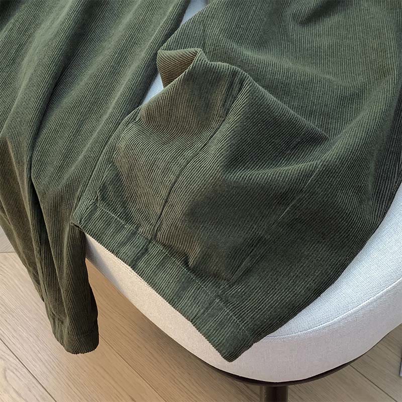 Pantalones de pana de algodón con cintura elástica y pernera ancha para mujer con bolsillos y diseño de Buddha Stones - image 2