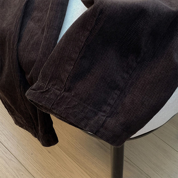 Pantalones de pana de algodón con cintura elástica y pernera ancha para mujer con bolsillos y diseño de Buddha Stones - image 16