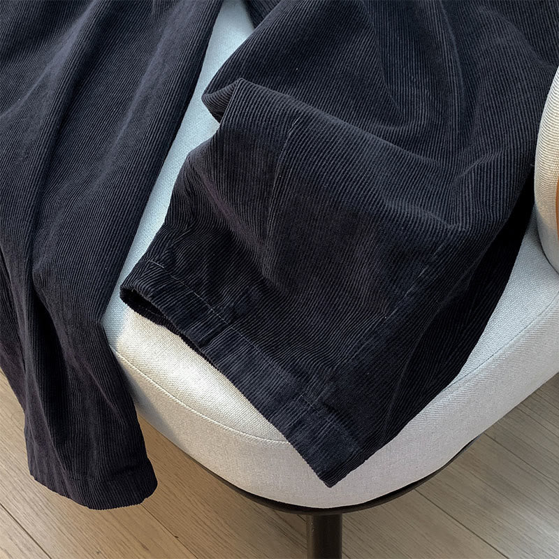 Pantalones de pana de algodón con cintura elástica y pernera ancha para mujer con bolsillos y diseño de Buddha Stones - image 21