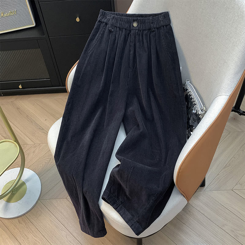 Pantalones de pana de algodón con cintura elástica y pernera ancha para mujer con bolsillos y diseño de Buddha Stones - Gris oscuro - US8-10，UK/AU12-14，EU40-42 (2XL) - image 19