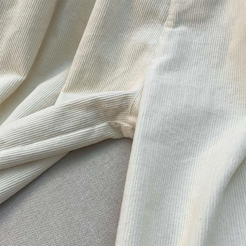 Pantalones de pana de algodón con cintura elástica y pernera ancha para mujer con bolsillos y diseño de Buddha Stones - image 10