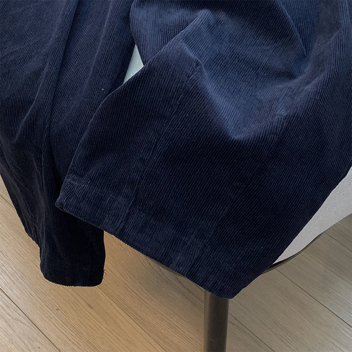 Pantalones de pana de algodón con cintura elástica y pernera ancha para mujer con bolsillos y diseño de Buddha Stones - image 18