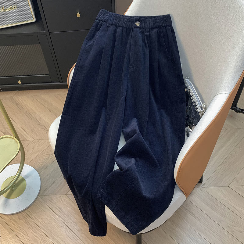 Pantalones de pana de algodón con cintura elástica y pernera ancha para mujer con bolsillos y diseño de Buddha Stones - Azul medianoche - US8-10，UK/AU12-14，EU40-42 (2XL) - image 17