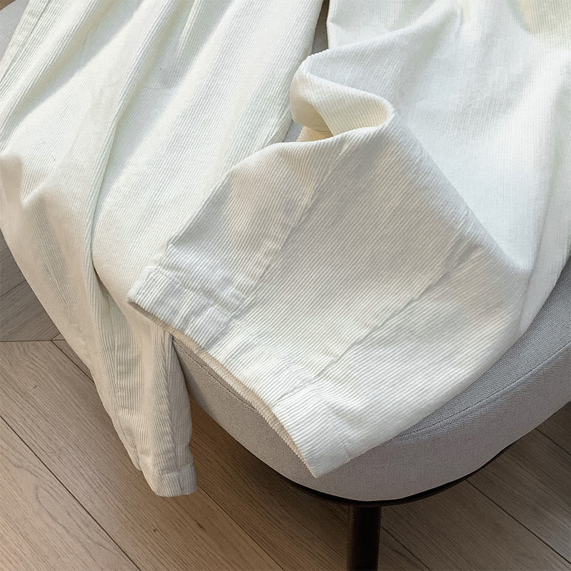 Pantalones de pana de algodón con cintura elástica y pernera ancha para mujer con bolsillos y diseño de Buddha Stones - image 12