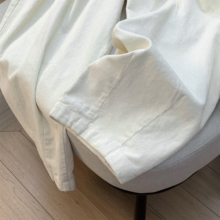 Pantalones de pana de algodón con cintura elástica y pernera ancha para mujer con bolsillos y diseño de Buddha Stones - image 12