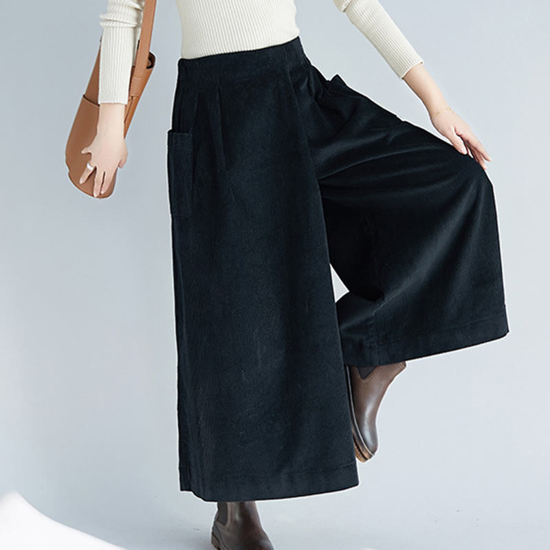 Pantalones de pana anchos con cremallera lateral para mujer de Buddha Stones , de largo 7-8 y bolsillos - image 18