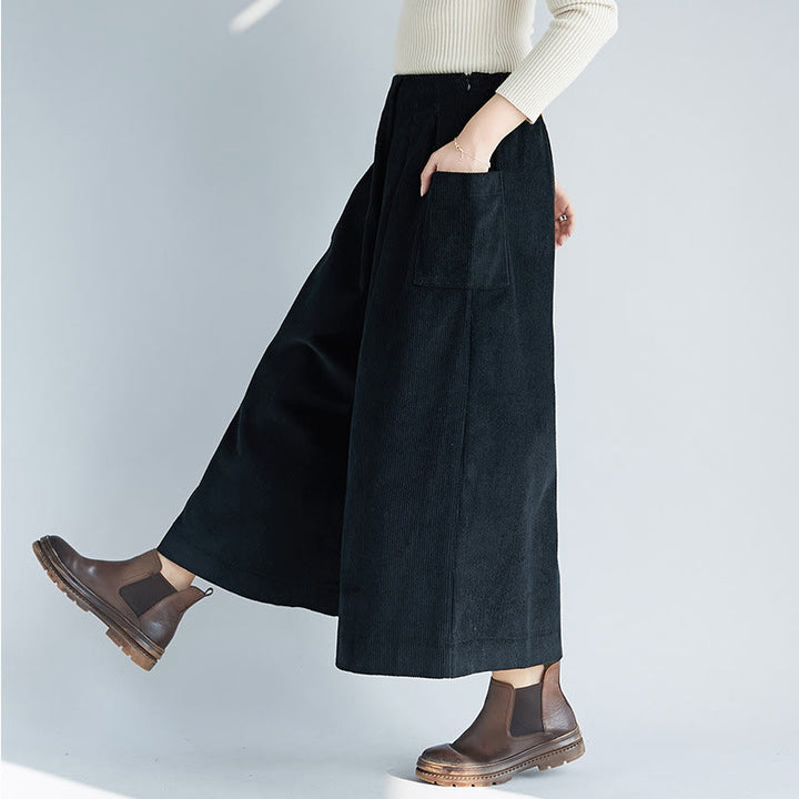 Pantalones de pana anchos con cremallera lateral para mujer de Buddha Stones , de largo 7-8 y bolsillos - image 16