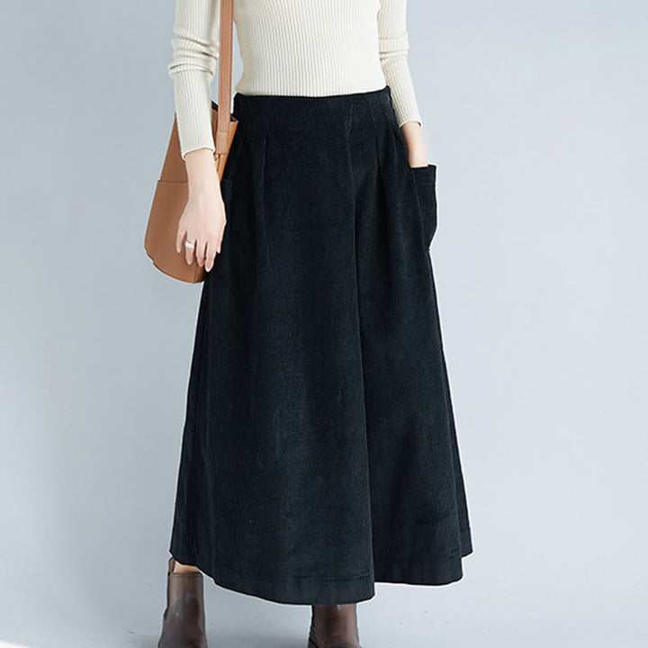 Pantalones de pana anchos con cremallera lateral para mujer de Buddha Stones , de largo 7-8 y bolsillos - image 17