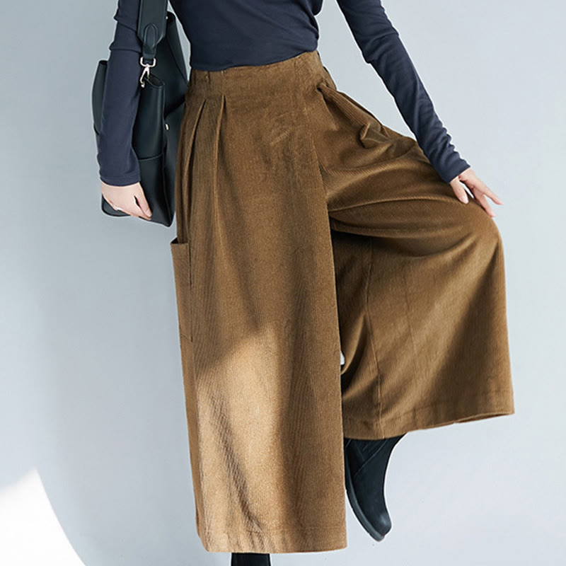 Pantalones de pana anchos con cremallera lateral para mujer de Buddha Stones , de largo 7-8 y bolsillos - image 4