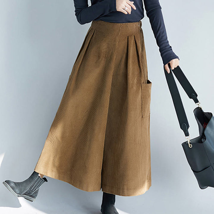 Pantalones de pana anchos con cremallera lateral para mujer de Buddha Stones , de largo 7-8 y bolsillos - image 2