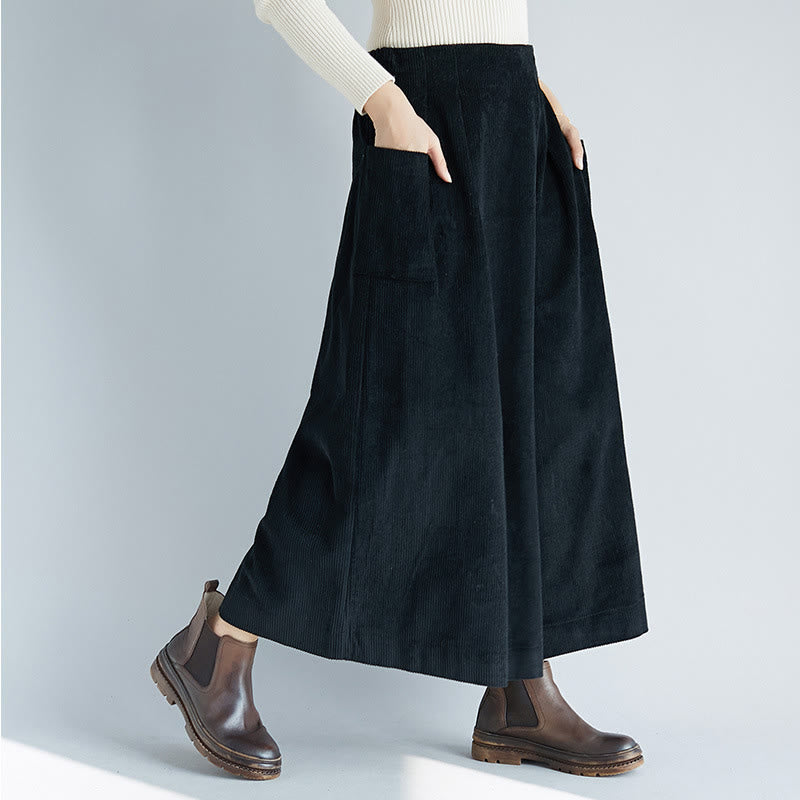 Pantalones de pana anchos con cremallera lateral para mujer de Buddha Stones , de largo 7-8 y bolsillos - Negro - US6，UK/AU10，EU38 (2XL) - image 13