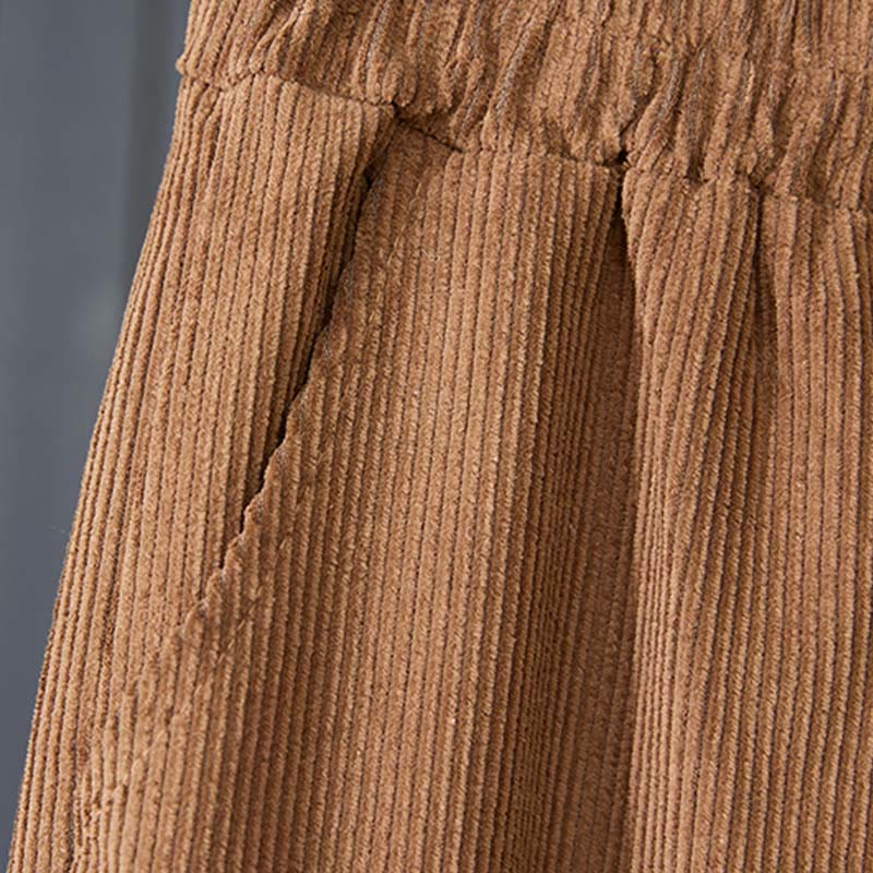 Pantalones harén de pana de algodón para mujer con diseño grueso de color peruano Buddha Stones y bolsillos - image 3