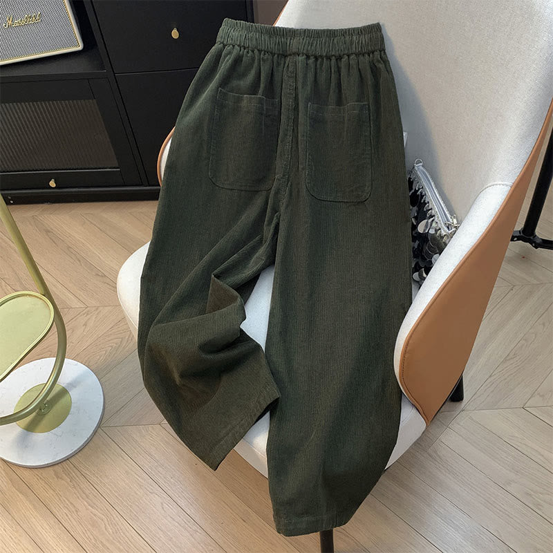 Pantalones harén de pana de algodón con cordón y bolsillos de Buddha Stones para mujer, otoño - image 8