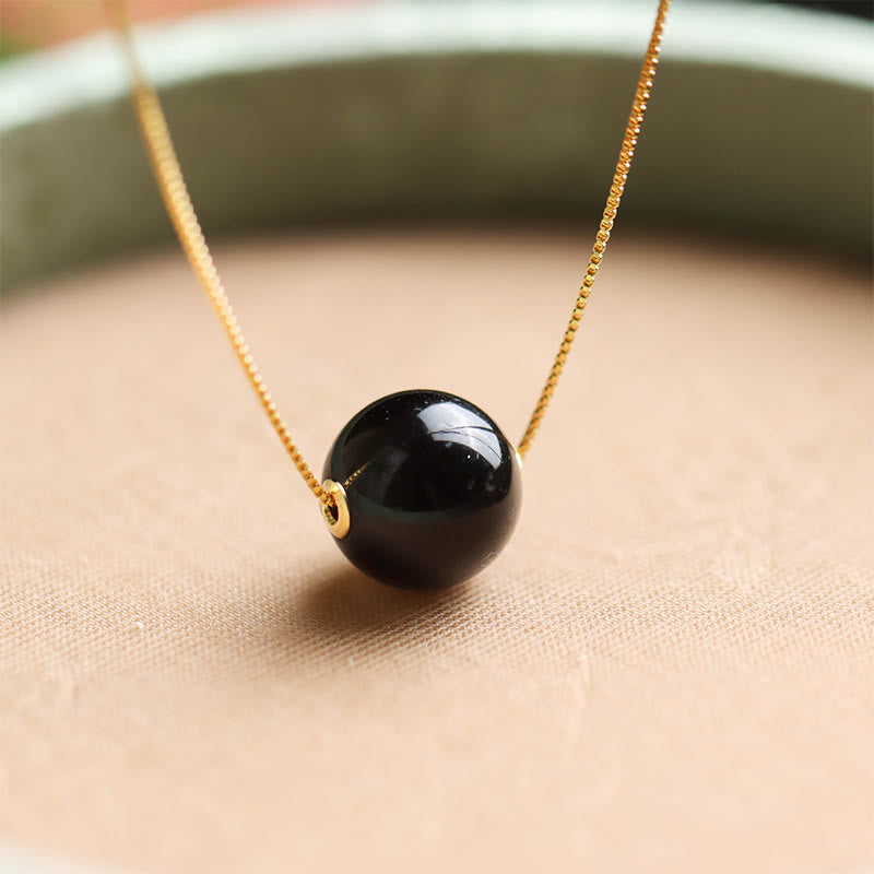 Collar con colgante de cuentas redondas de ámbar y piedras de Buddha Stones en plata de ley 925 que te hará sentir seguro. - image 2