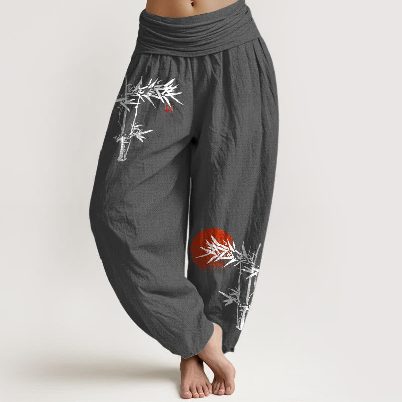 Pantalones harén de algodón puro con cintura elástica para mujer, diseño de Buddha Stones - Gris oscuro - US22，UK/AU26，EU54 (6XL) - image 11