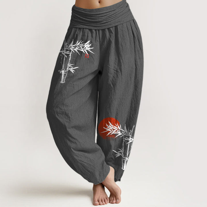 Pantalones harén de algodón puro con cintura elástica para mujer, diseño de Buddha Stones - Gris oscuro - US22，UK/AU26，EU54 (6XL) - image 11