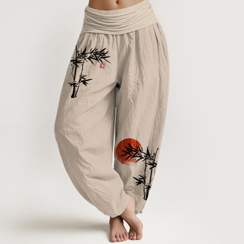 Pantalones harén de algodón puro con cintura elástica para mujer, diseño de Buddha Stones - Broncearse - US22，UK/AU26，EU54 (6XL) - image 14