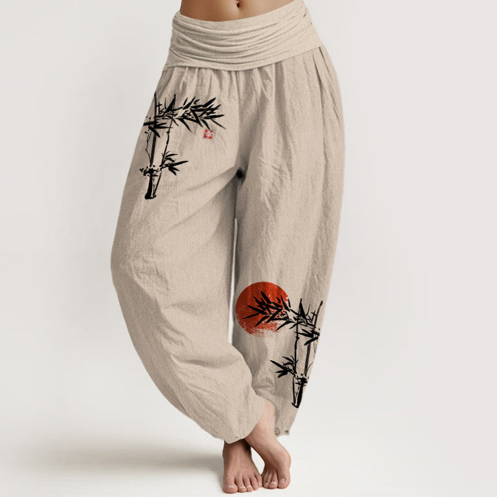 Pantalones harén de algodón puro con cintura elástica para mujer, diseño de Buddha Stones - Broncearse - US22，UK/AU26，EU54 (6XL) - image 14