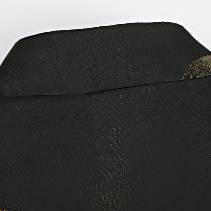 Chaqueta de manga larga para hombre con botones de rana y diseño de grulla de montaña dorada teñida con Buddha Stones, con bolsillos - image 5