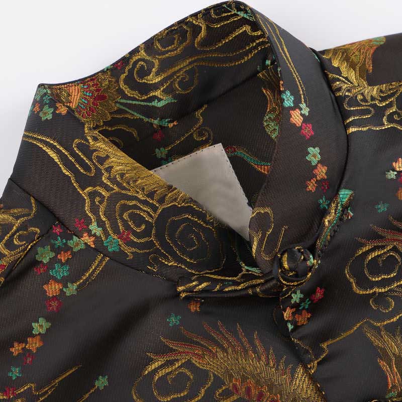 Chaqueta de manga larga para hombre con bolsillos, botones de rana , Buddha Stones, fénix colorido y nubes auspiciosas - image 5