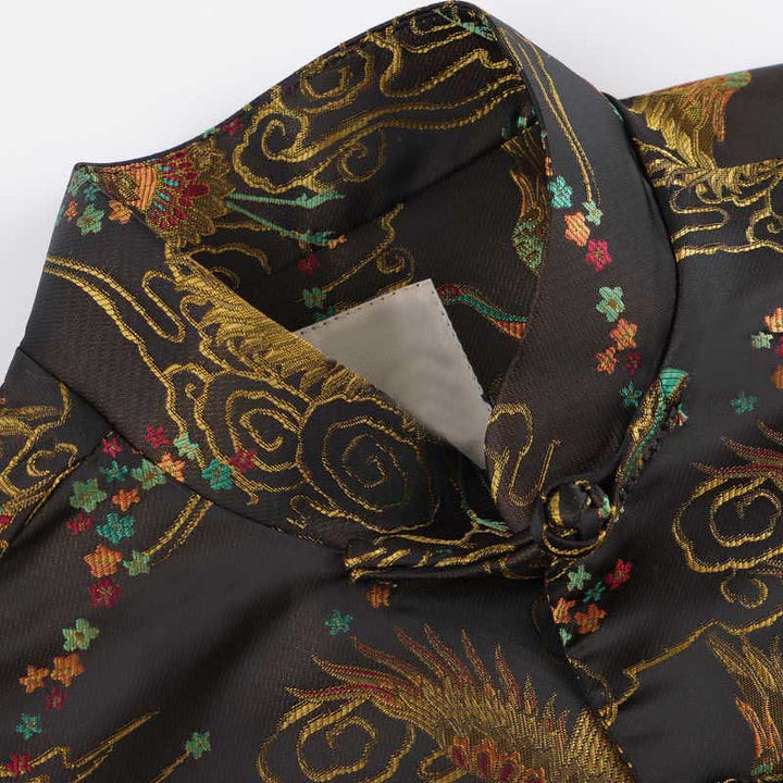 Chaqueta de manga larga para hombre con bolsillos, botones de rana , Buddha Stones, fénix colorido y nubes auspiciosas - image 5