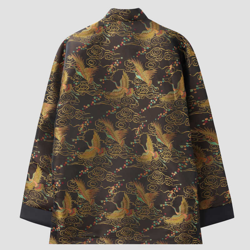 Chaqueta de manga larga para hombre con bolsillos, botones de rana , Buddha Stones, fénix colorido y nubes auspiciosas - image 1