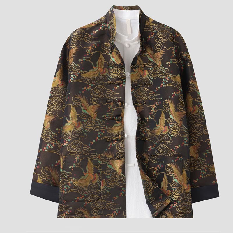 Chaqueta de manga larga para hombre con bolsillos, botones de rana , Buddha Stones, fénix colorido y nubes auspiciosas - image 2
