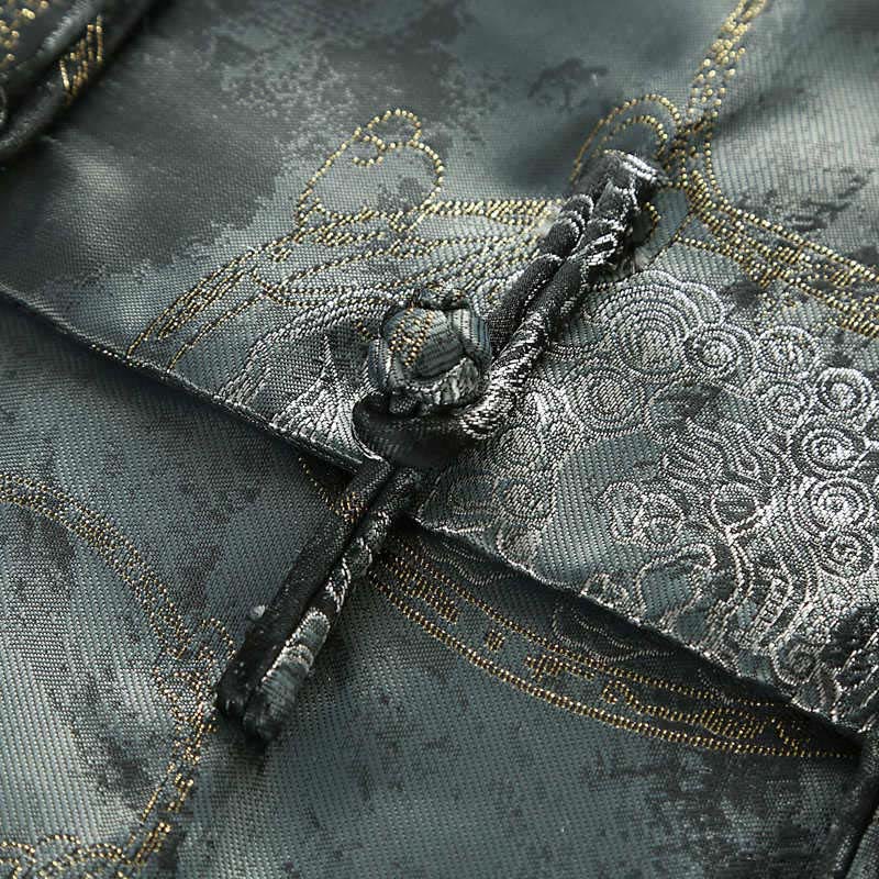 Chaqueta de manga larga con botones de rana y bolsillos para hombre, con Buddha Stones Kirin - image 6