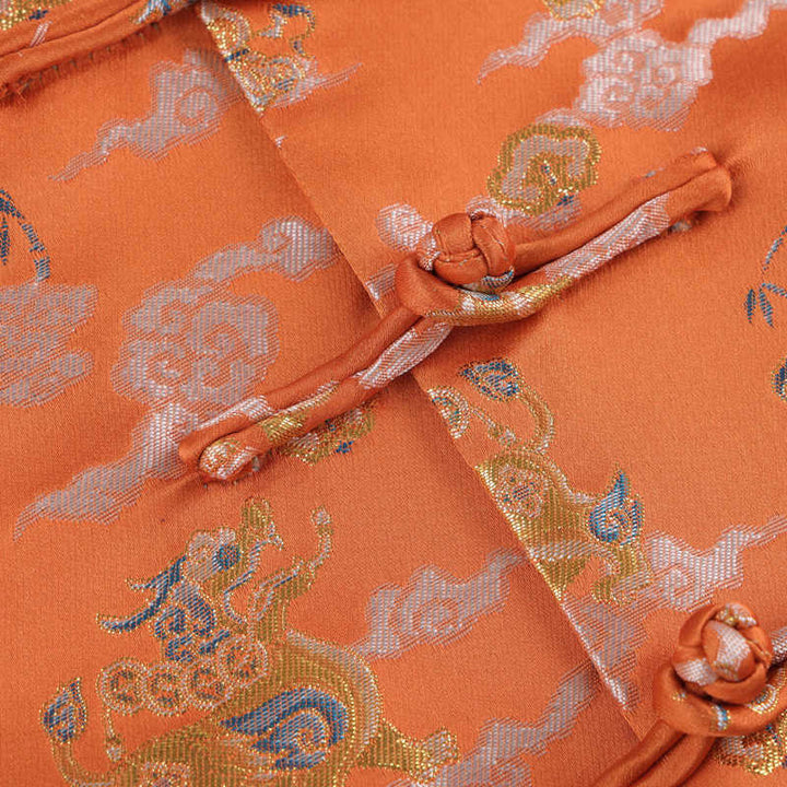 Chaqueta de manga larga para hombre con bolsillos, diseño de rana y botones, con Buddha Stones, kirin naranja y nubes auspiciosas - image 6