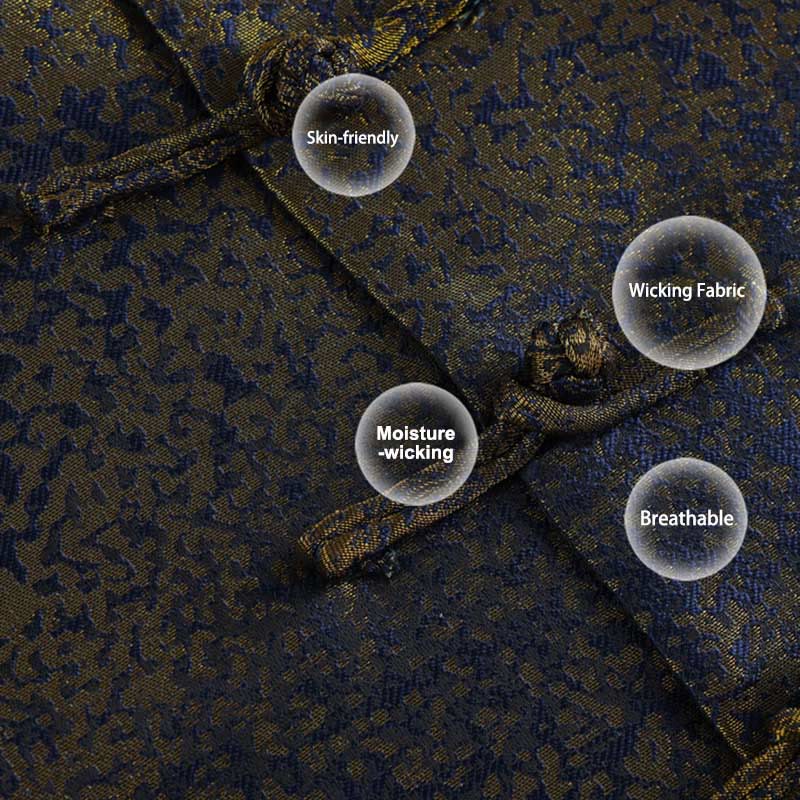 Chaqueta de manga larga con botones de rana y bolsillos para hombre con Buddha Stones, flores azules del desierto dorado - image 6