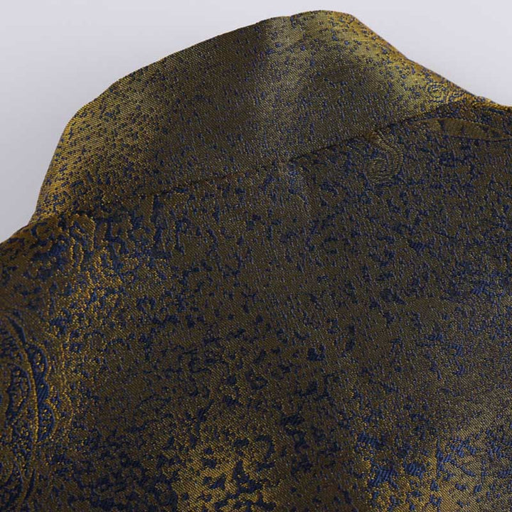 Chaqueta de manga larga con botones de rana y bolsillos para hombre con Buddha Stones, flores azules del desierto dorado - image 5