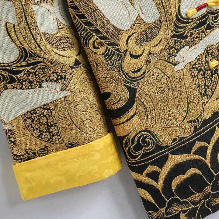 Chaqueta de manga larga con botones de rana para hombre , con Buddha Stones, Avalokiteshvara y Guanyin - image 8