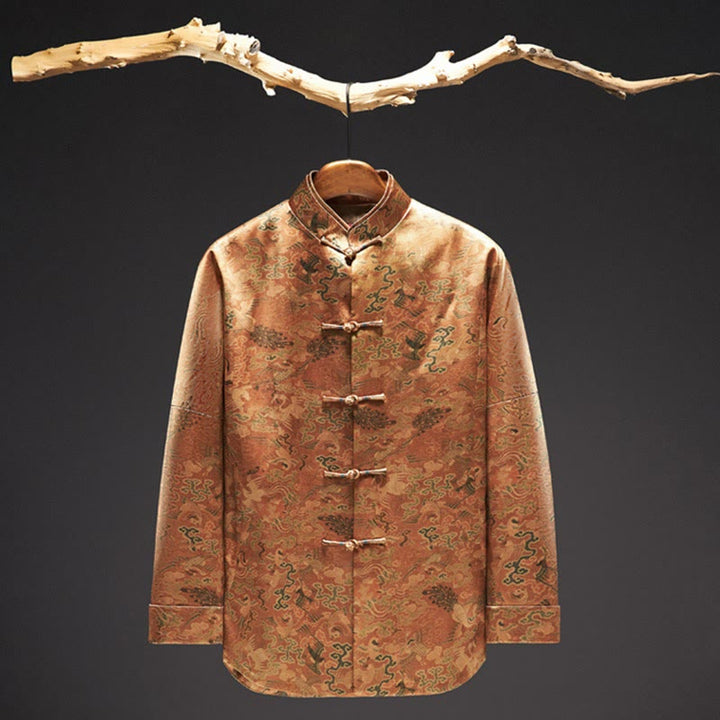 Chaqueta de manga larga para hombre con Buddha Stones, 100 % seda morera, 30 momme, Phoenix Auspicious Clouds - image 2