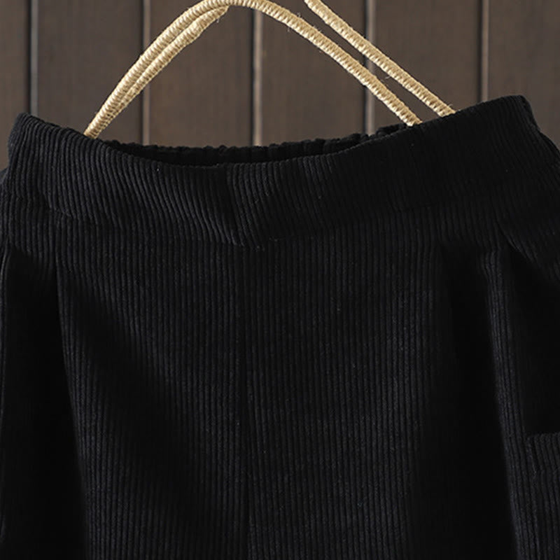 Pantalones de pana de algodón con cintura alta y forro polar para mujer, de Buddha Stones, con pernera ancha y bolsillos - image 11