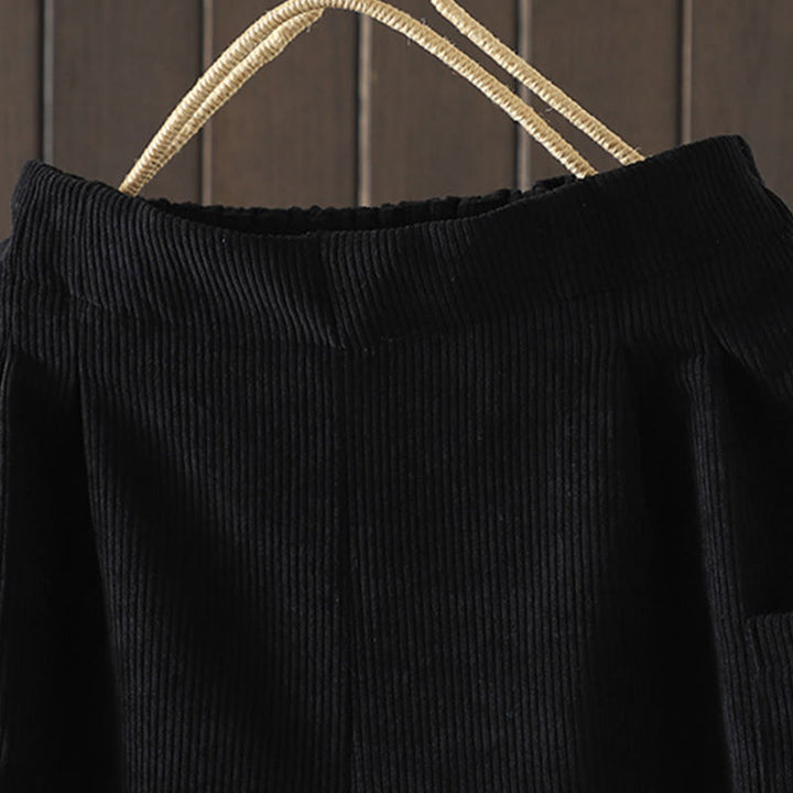 Pantalones de pana de algodón con cintura alta y forro polar para mujer, de Buddha Stones, con pernera ancha y bolsillos - image 11