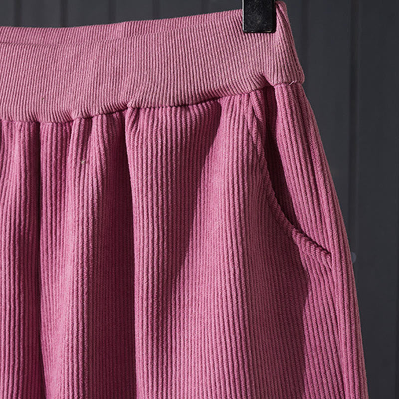 Pantalones de invierno Buddha Stones para mujer, de pana, de algodón, con forro polar térmico y bolsillos. - image 4