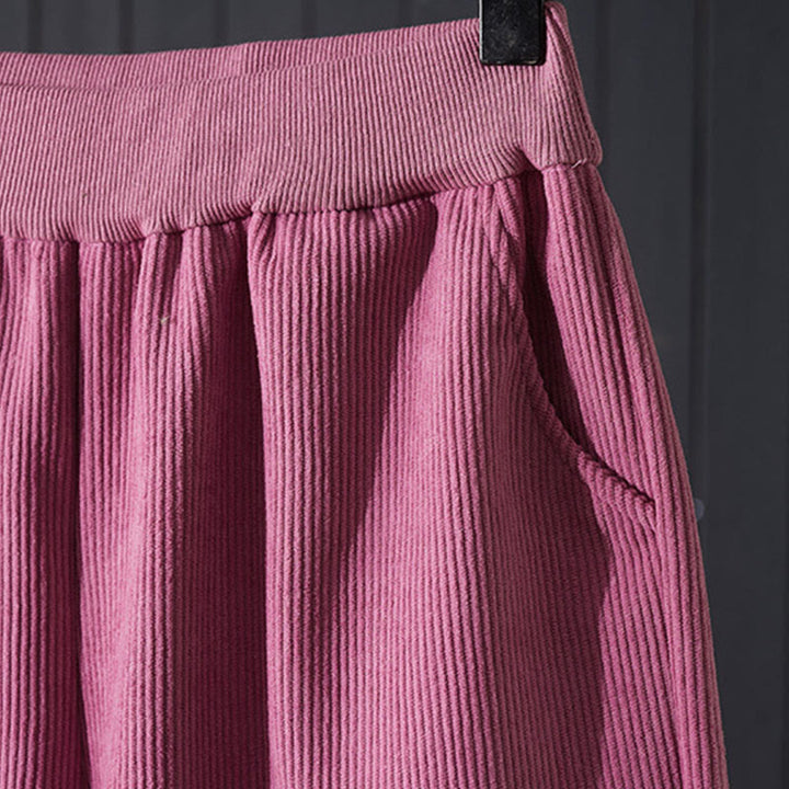 Pantalones de invierno Buddha Stones para mujer, de pana, de algodón, con forro polar térmico y bolsillos. - image 4