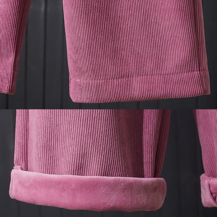 Pantalones de invierno Buddha Stones para mujer, de pana, de algodón, con forro polar térmico y bolsillos. - image 7