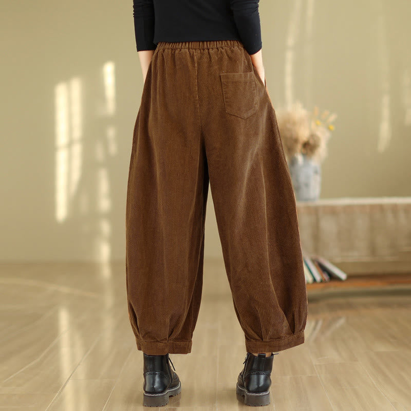 Pantalones harén de pana para mujer con cintura elástica y bolsillos, diseño Buddha Stones - image 4