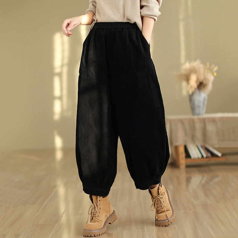 Pantalones harén de pana para mujer con cintura elástica y bolsillos, diseño Buddha Stones - image 7
