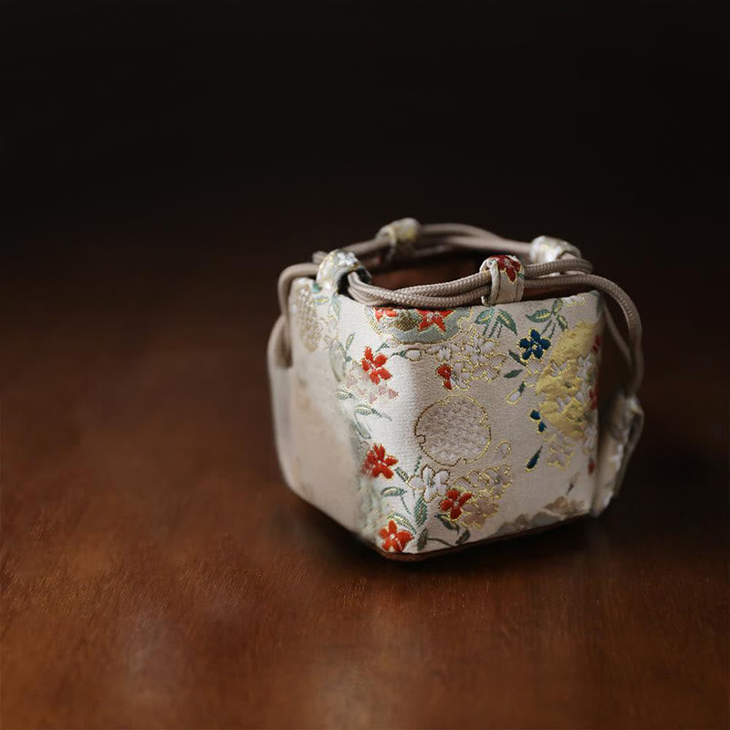 Bolsa de regalo pequeña para guardar joyas con diseño de flores y Buddha Stones, 8 x 8 x 8 cm - image 6