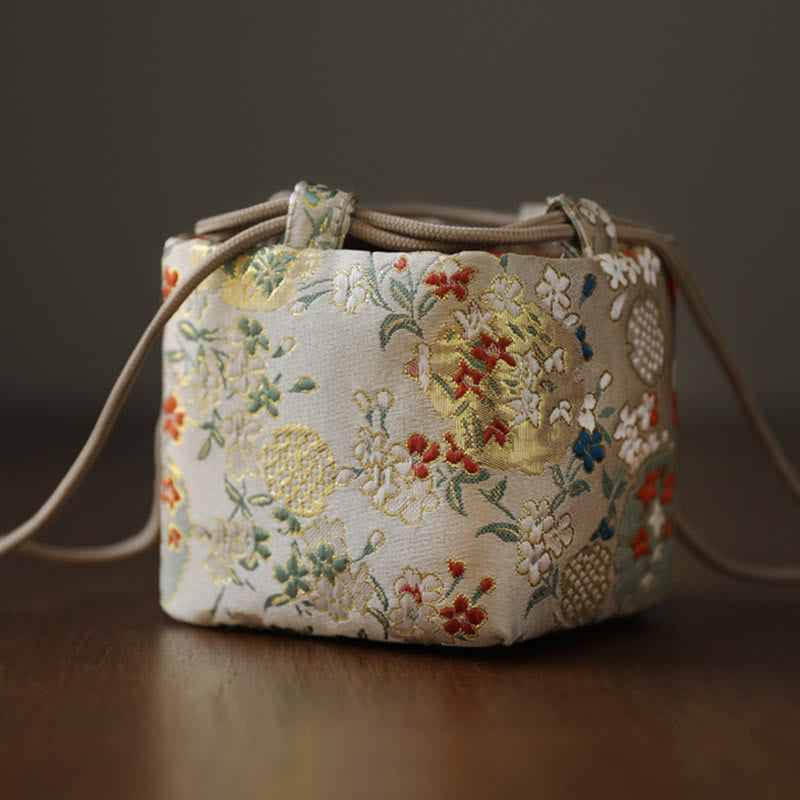 Bolsa de regalo pequeña para guardar joyas con diseño de flores y Buddha Stones, 8 x 8 x 8 cm - image 2