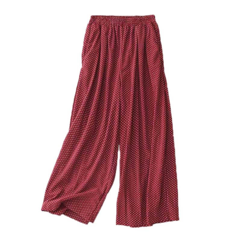 Pantalones anchos de cintura alta para mujer con estampado de puntos otoñales y Buddha Stones y bolsillos - image 13
