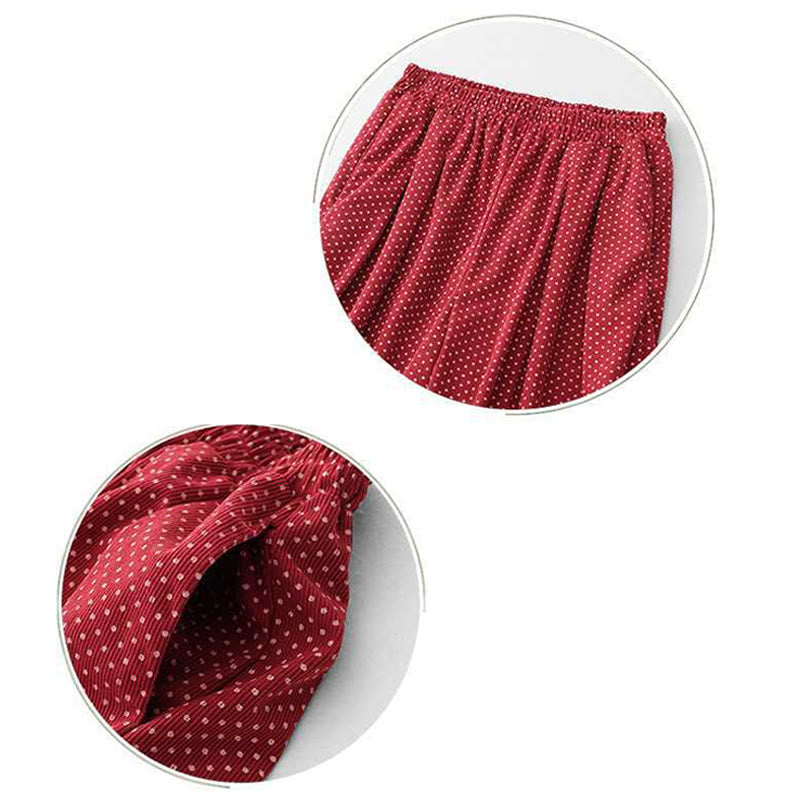 Pantalones anchos de cintura alta para mujer con estampado de puntos otoñales y Buddha Stones y bolsillos - image 12